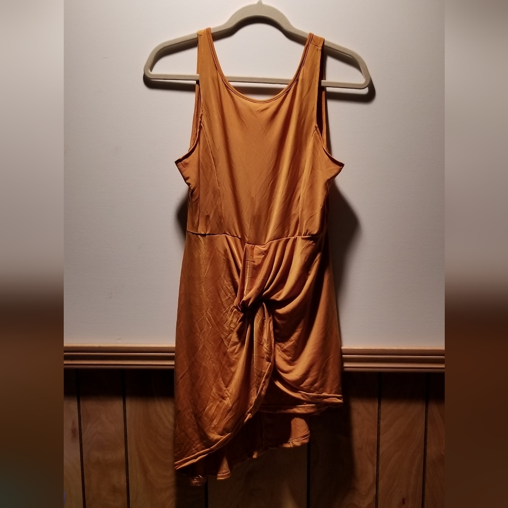 🍁🌺Asymmetrical front knotted satin tank midi dress